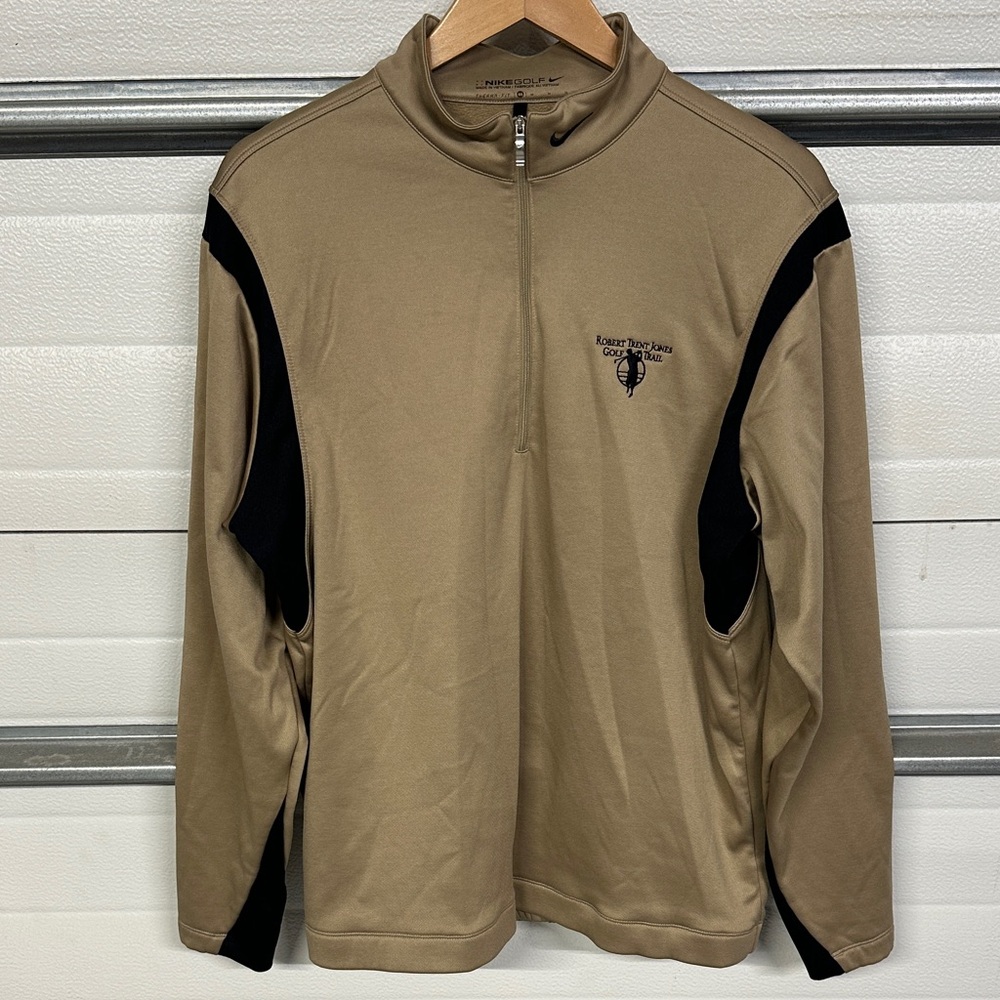 Nike Tan and Black Quarter-Zip Jacket